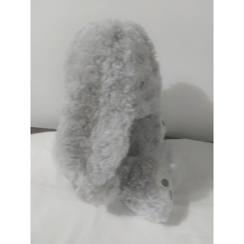 Swirley Gray Bunny Rabbit Hug Fun Silver Bow Baby Gift Easter‎